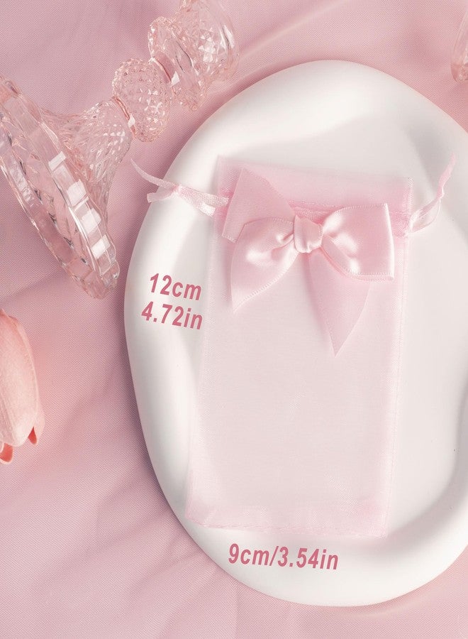 Esdallina 40 PCS 3.6"x4.7"(9x12cm) Premium Sheer Organza Bags Pink Wedding Favor Bags Jewelry Gift Bags for Party Christmas Festival - Image 5